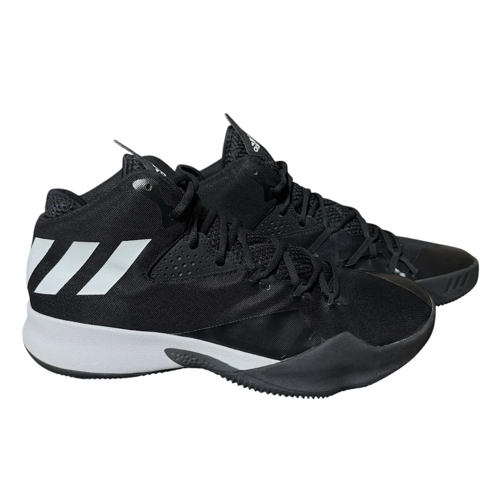 Adidas Mens Dual Threat Black White Mid Basketball Lace Up Shoes BY4182 Size 12